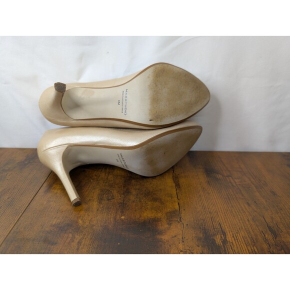 Metallic Muted Gold 3 1/2" Heel Pumps Leather Shoes Size 8 Max Studio - Picture 4 of 5